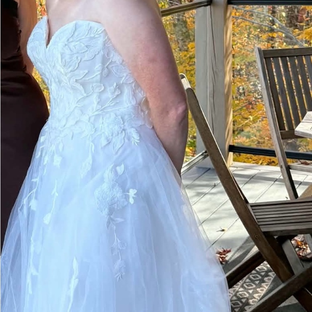 Maggie Sottero Strapless White Lace Appliqué Gown